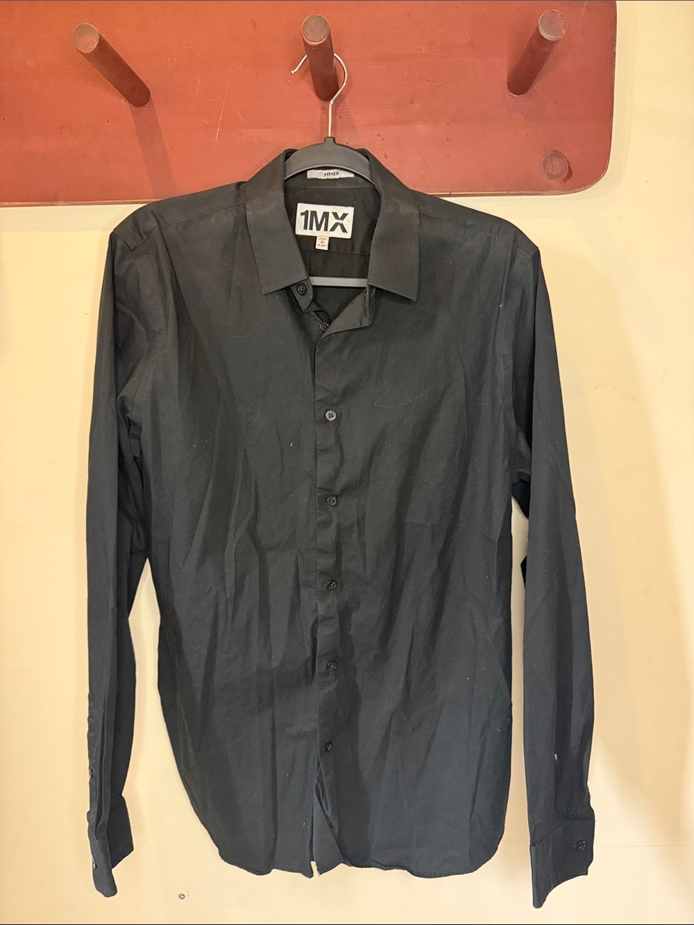 Express Men's Black Long-Sleeve Button-Up Dress Shirt
